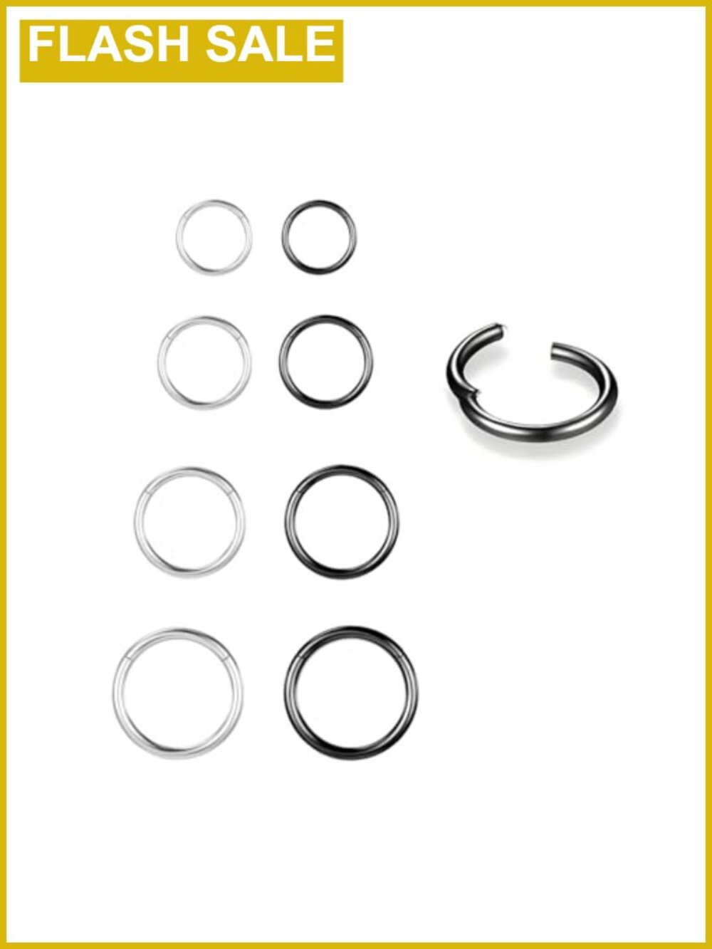 8pc Surgical Steel Nose Ring Hoops 18G Septum Piercing Jewelry Set